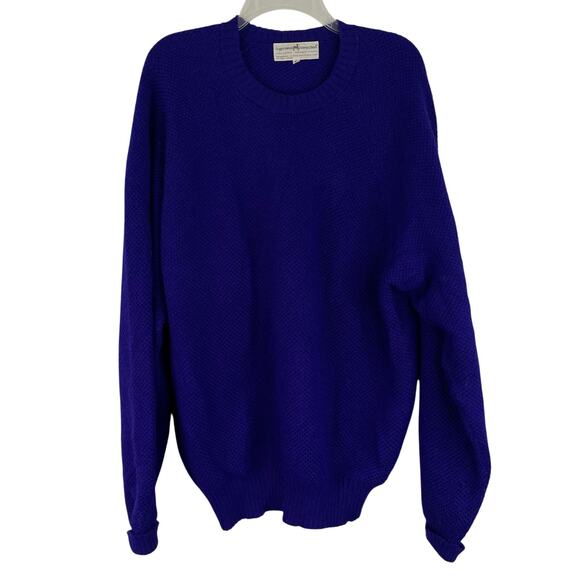 Vintage Peruvian Connection Purple Knit Sweater 100% Alpaca Hand Made in Peru XL - Picture 1 of 8